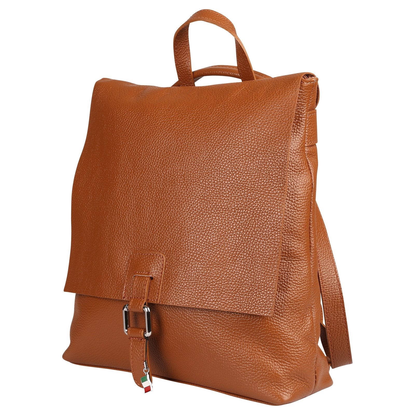 FLORENCE Cityrucksack Florence Rucksack Damen Echtleder, Damen Cityrucksack Leder, hellbraun ca. 33cm x 33cm hoch
