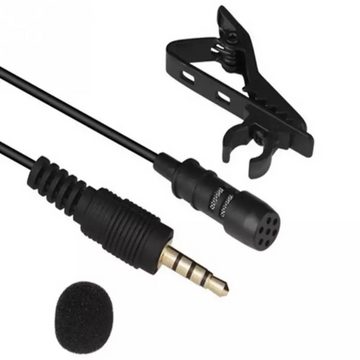 TradeNation Mikrofon Lavalier Ansteck Mikrofon 3.5mm Clip microphone Phone Laptop 1.5m (1-tlg), Ansteckclip
