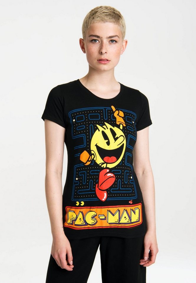 mit T-Shirt LOGOSHIRT Pac-Man-Print Jumping - tollem Pac-Man