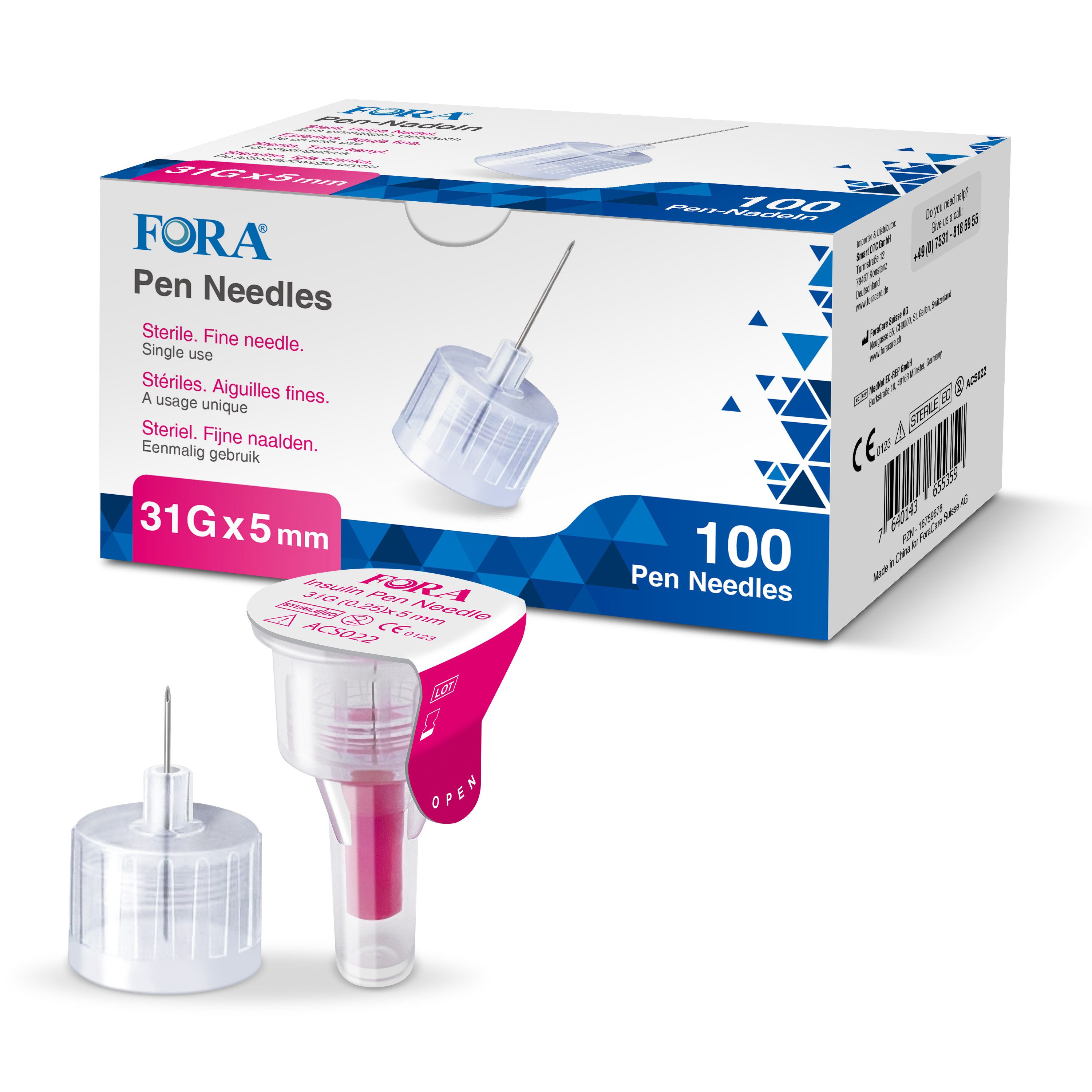FORA Lanzetten Insulin pen nadeln 5 mm