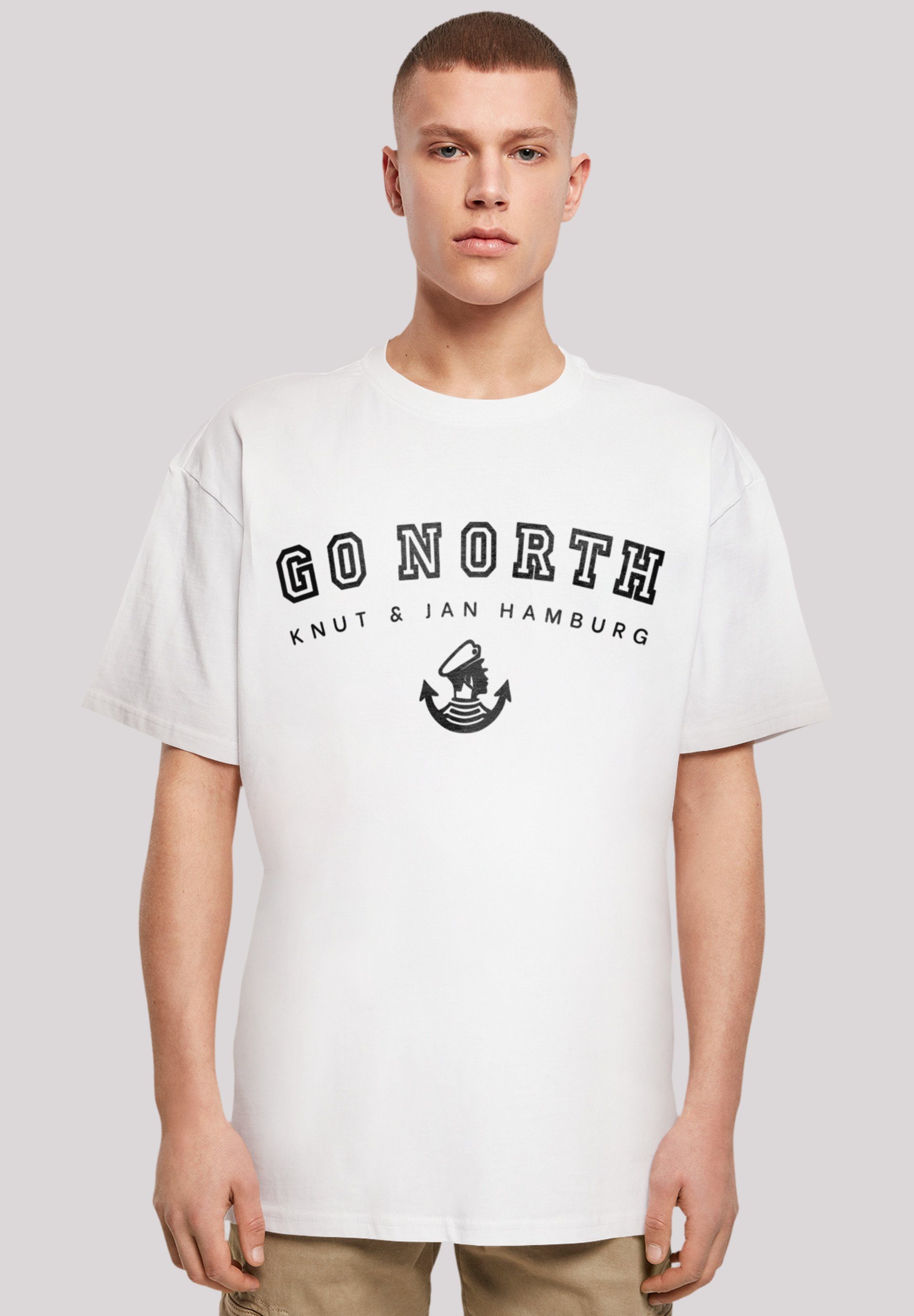 F4NT4STIC T-Shirt Go North Knut & Jan Hamburg Print weiß