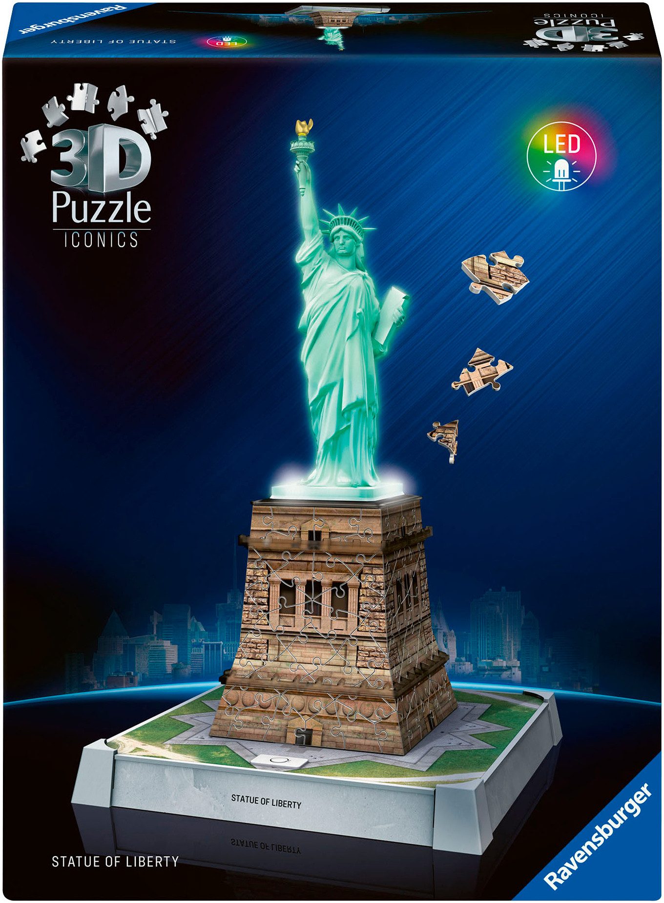 Ravensburger 3D-Puzzle Iconics: Freiheitsstatue - mit Licht, 108 Puzzleteil günstig online kaufen
