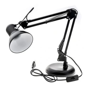 AKKEE Tischleuchte Retro Schreibtischlampe, ohne Leuchtmittel, Schwarz, Einstellbarer Arm, ohne Leuchtmittel, Leselampe, Arbeitslampe mit verstellbarem Arm und Sockel Clip Set