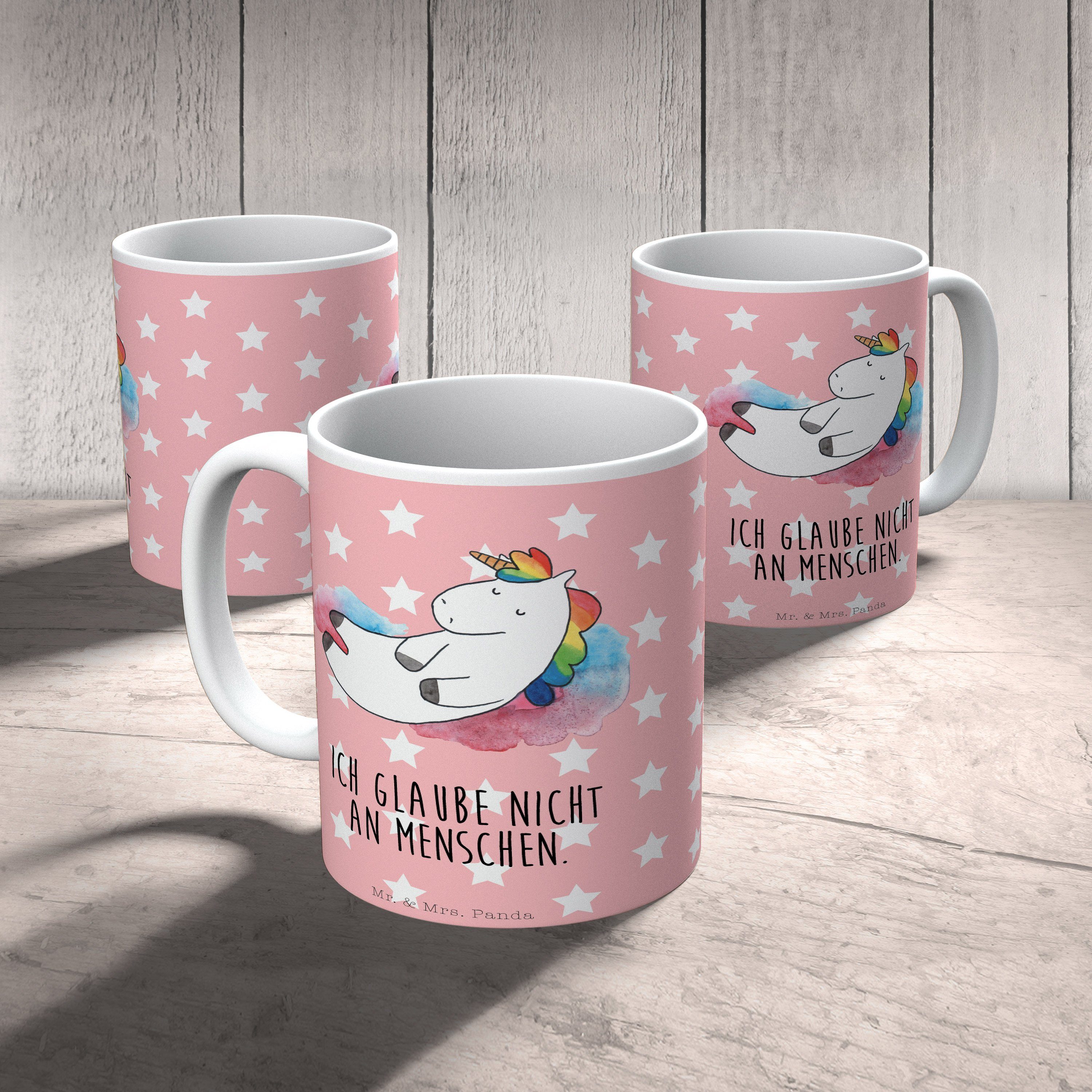 Mr. & Pastell Wolke Einhörner, - Panda - Mrs. T, Rot Keramiktasse, 7 Geschenk, Einhorn Keramik Tasse