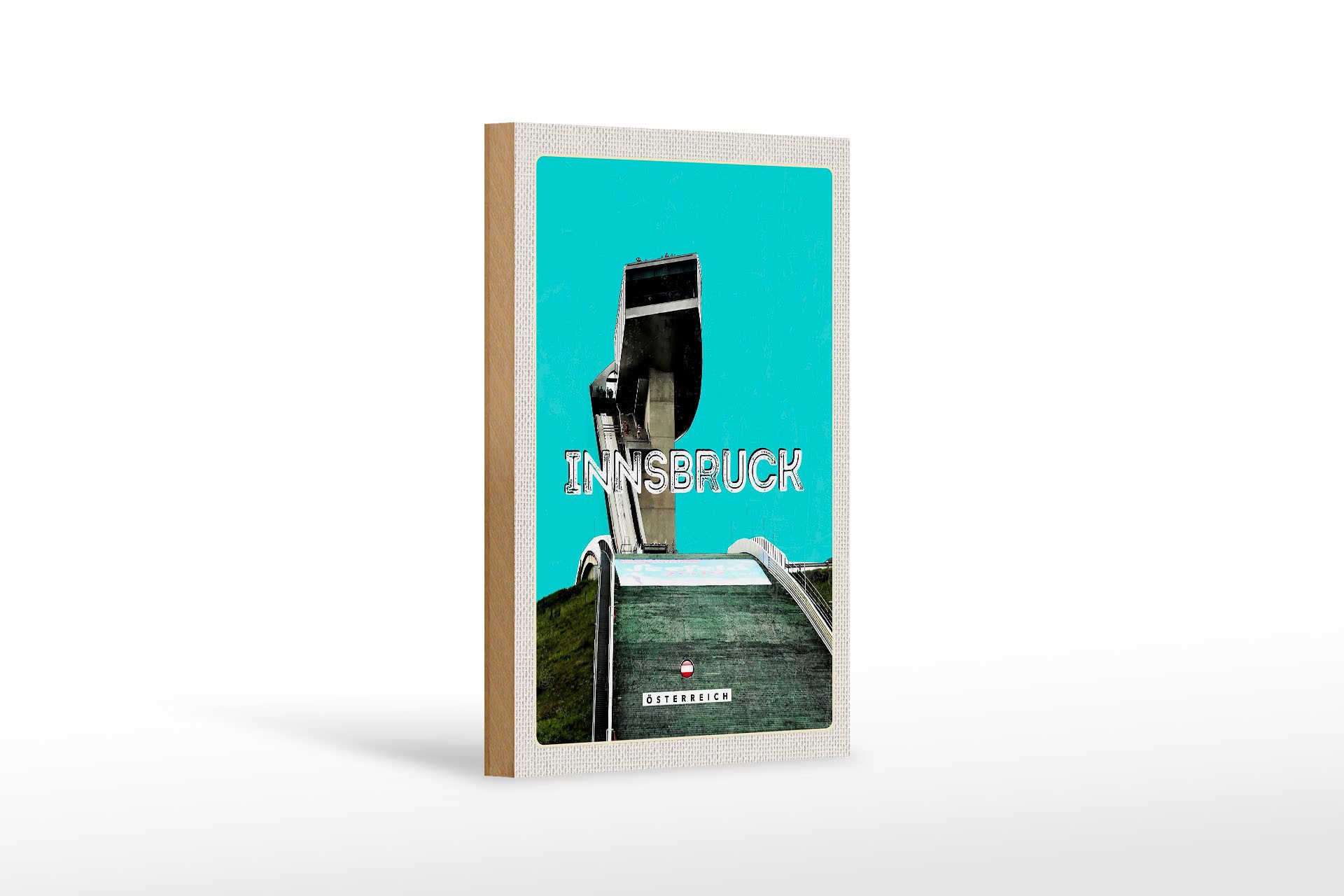 Holzbild Reise 12x18 cm Innsbruck Österreich Aussicht Urlaub