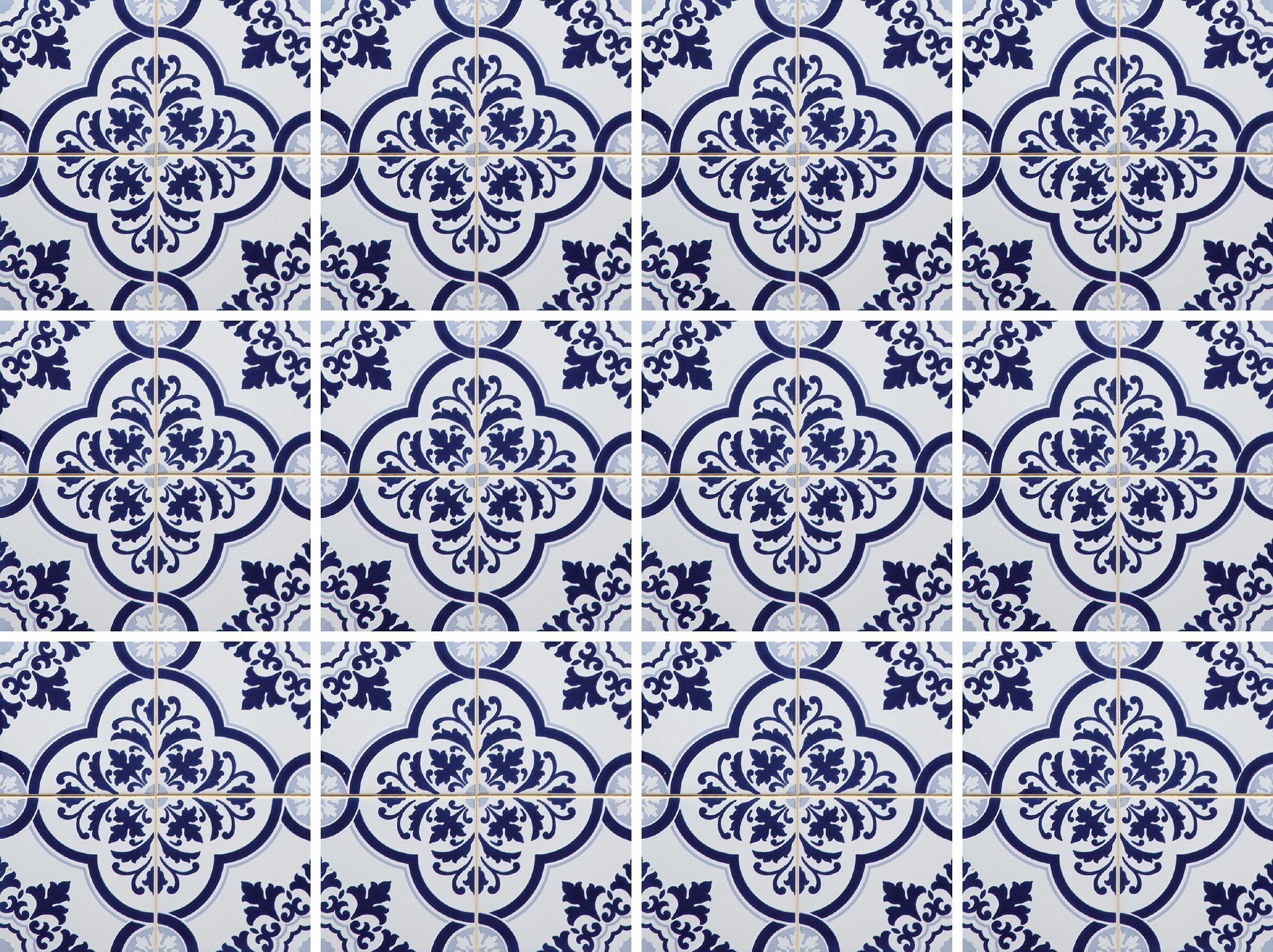 Home affaire Fliesenaufkleber blaue Ornamente (Set, 12 St), Stickerfliesen, selbstklebend, Sticker, 12er Set