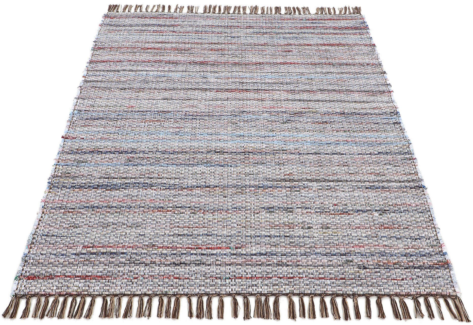 carpetfine Teppich Kelim Chindi, Wendeteppich, rechteckig, Höhe: 6 mm, handgewebt, Fleckerlteppich mit Fransen, auch vielen in Läufergrößen