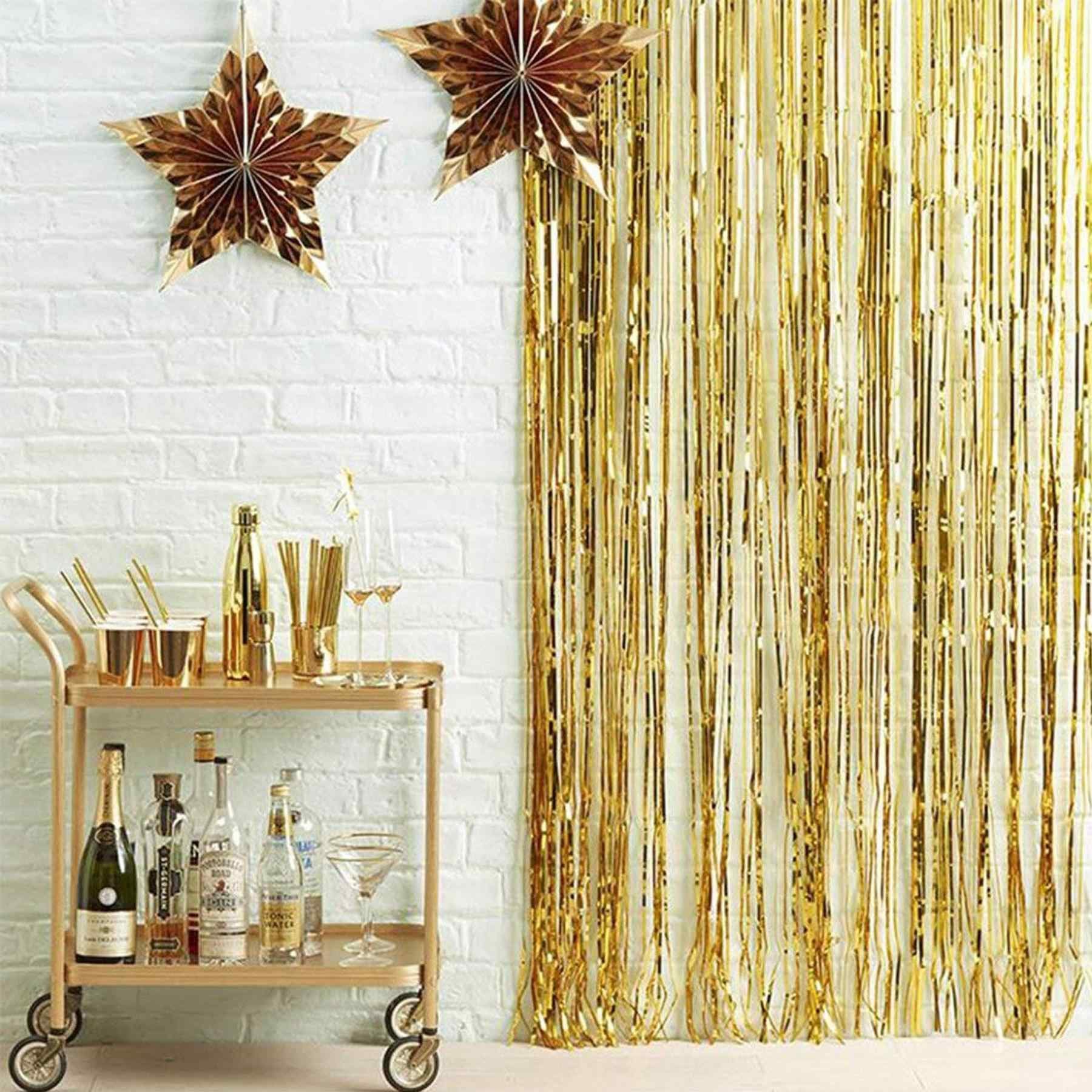 Kopper-24 Türvorhang Lametta Vorhang 2 x 1 m, Rose Gold günstig online kaufen