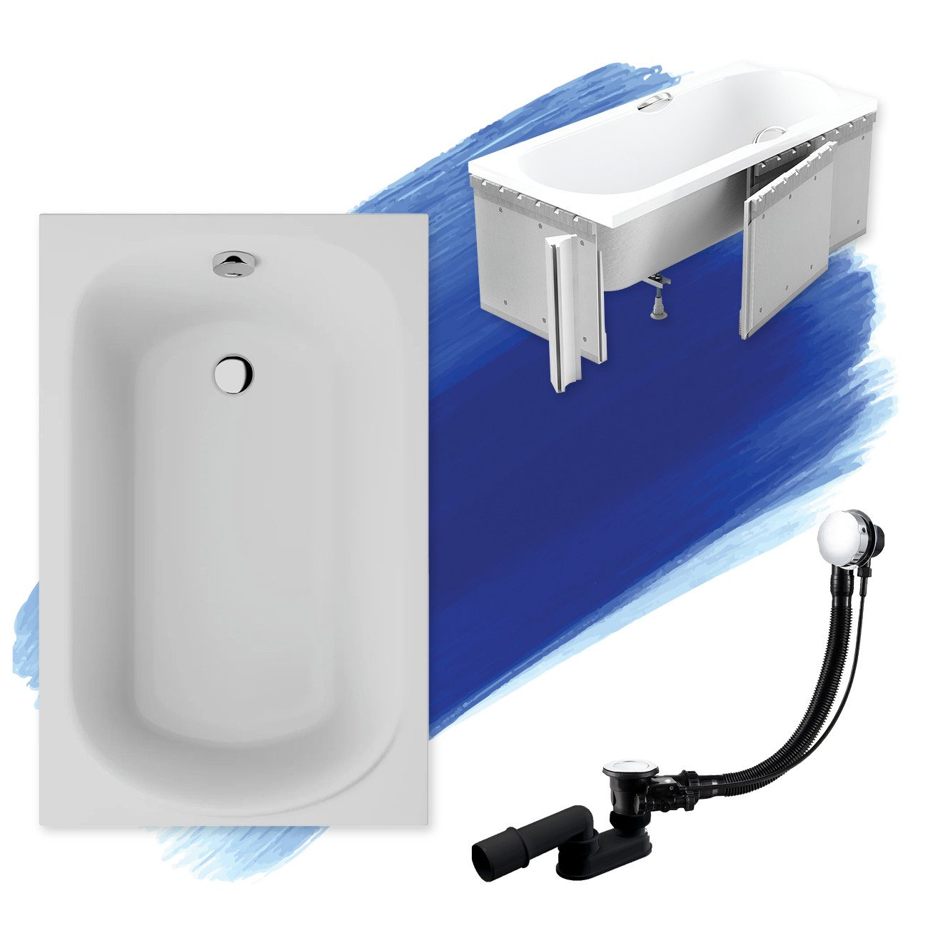 KOLMAN Badewanne Rechteck Mini 110x70, Ablaufgarnitur günstig online kaufen
