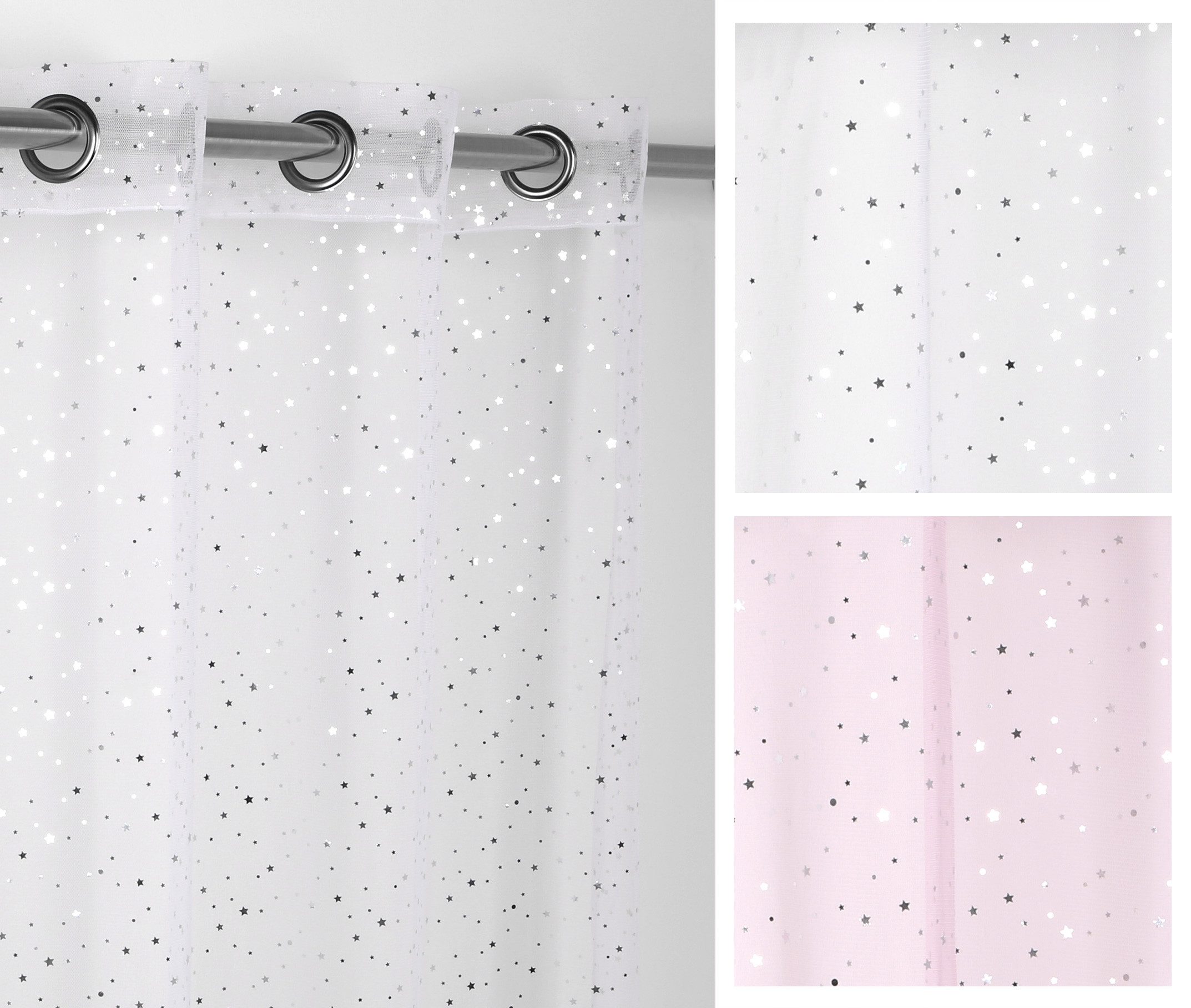 Beautex Gardine Luftiger Ösenschal mit Glitzer Sternen, Gardine mit Ösen 14 günstig online kaufen