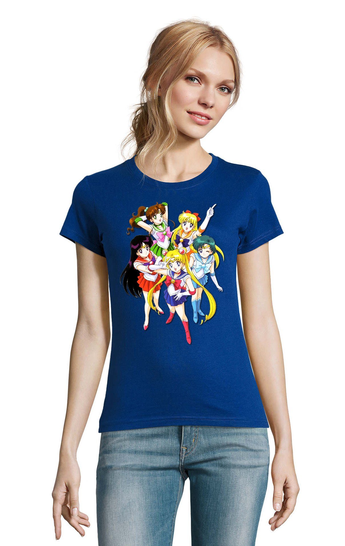 Blondie & Brownie T-Shirt Damen Fun Comic Sailor Moon and Friends Anime Manga Royalblau