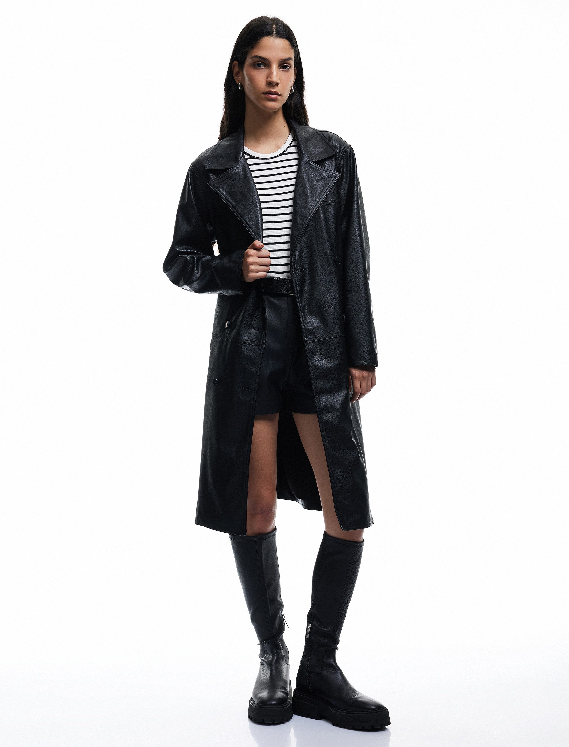 Koton Trenchcoat Koton Langer Zweireihiger Trenchcoat