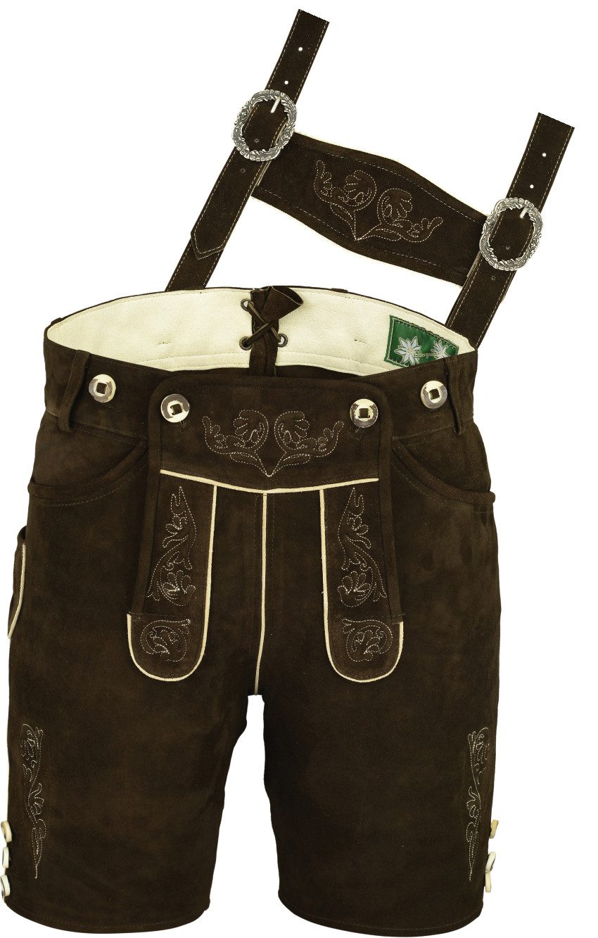 Fuente Leather Wears Trachtenlederhose Herren Trachtenlederhose kurz Braun & Beigeolive
