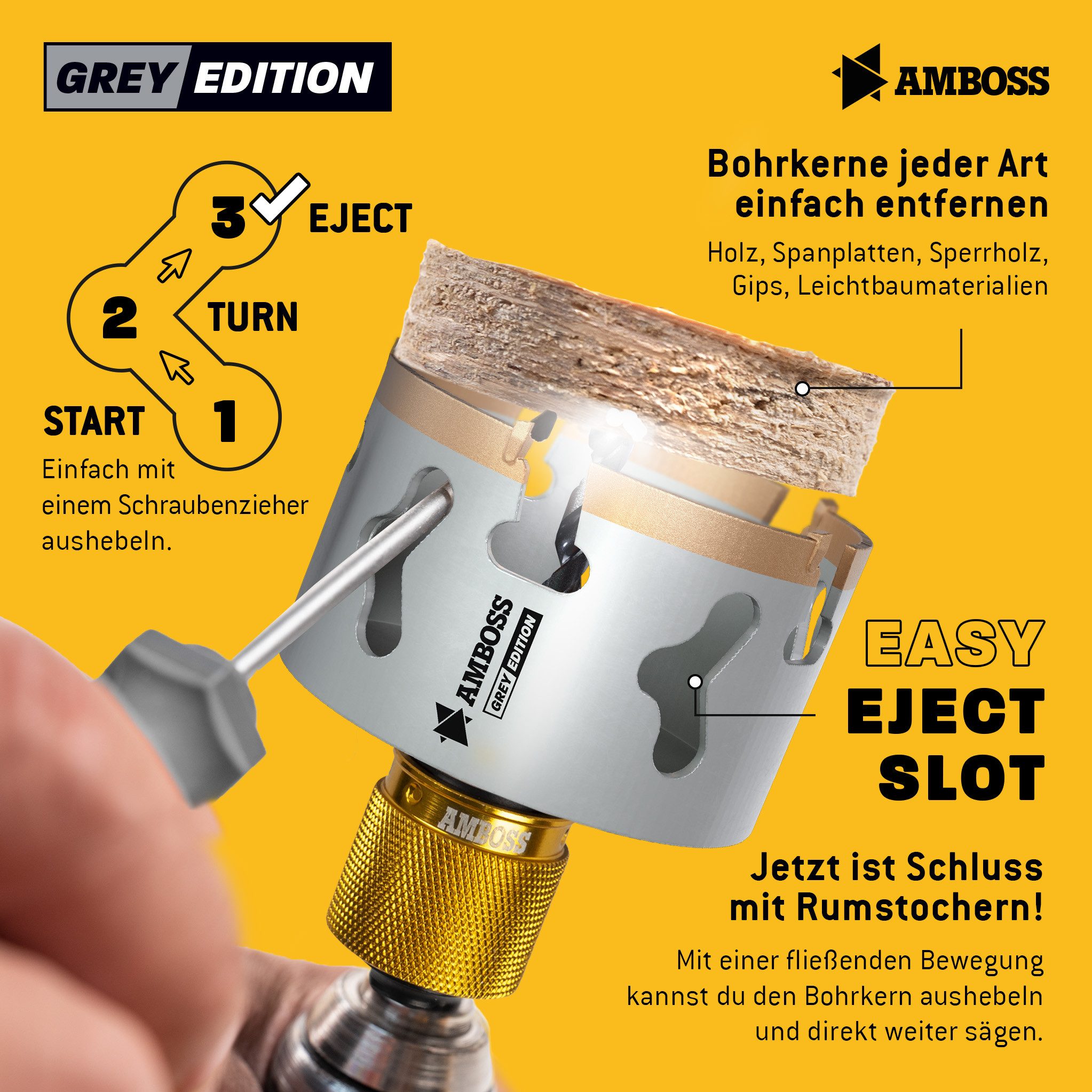 Amboss Werkzeuge Lochsäge Amboss HM Lochsäge 68 mm-(inkl. 6 kant