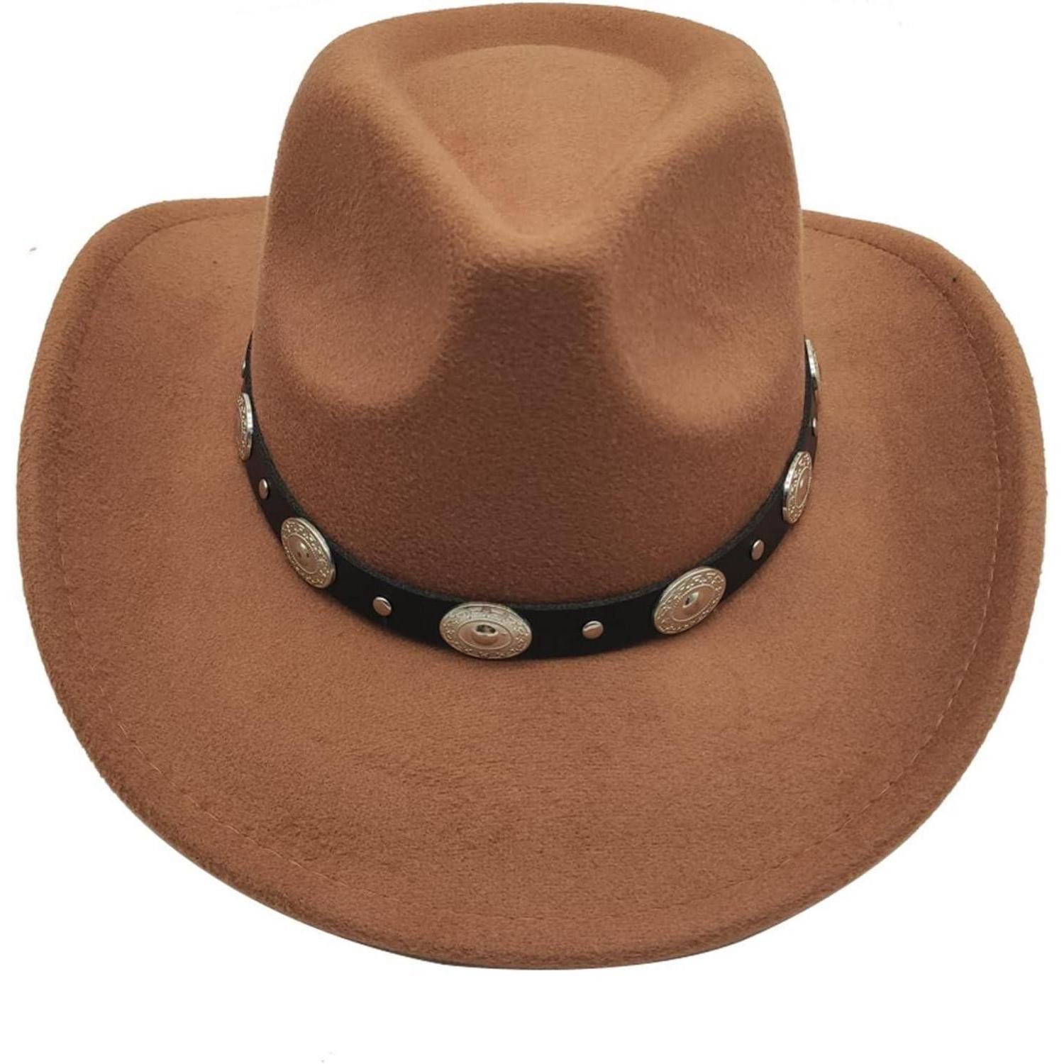 LuxusKollektion Cowboyhut Cowboyhut Westernhut Fedora Damen Herren Krempe Einheitsgröße Khaki
