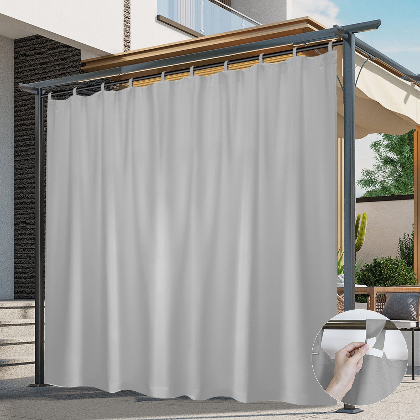 BTTO V&G Outdoorgardine Vorhänge mit Magic Tape,Balkon Vorhang,Outdoor Vorh günstig online kaufen