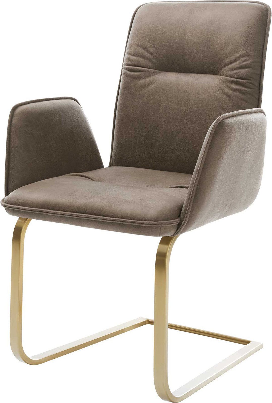 DELIFE Polsterstuhl Vinja-Flex, Freischwinger flach Gold günstig online kaufen
