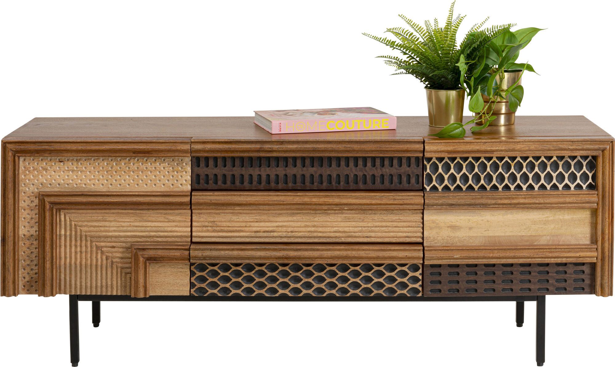 Kare Design Lowboard Gino, Massivholz, mit Schnitzereien, Breite 140 cm