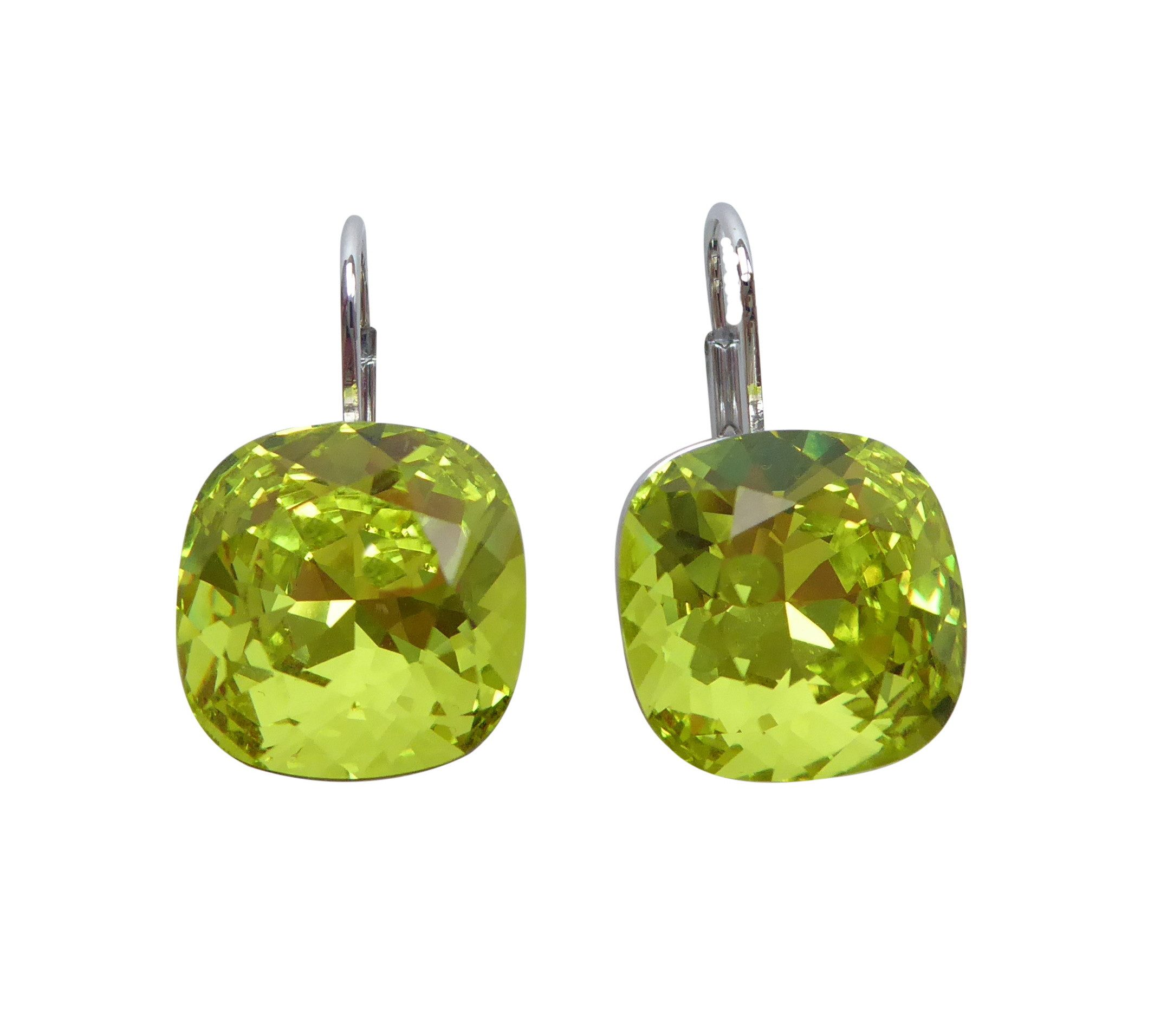 Mugello Paar Ohrhänger Romy hellgrün rhodiniert Trend modisch Sommer chic, Handgefertigter Modeschmuck, made in Germany