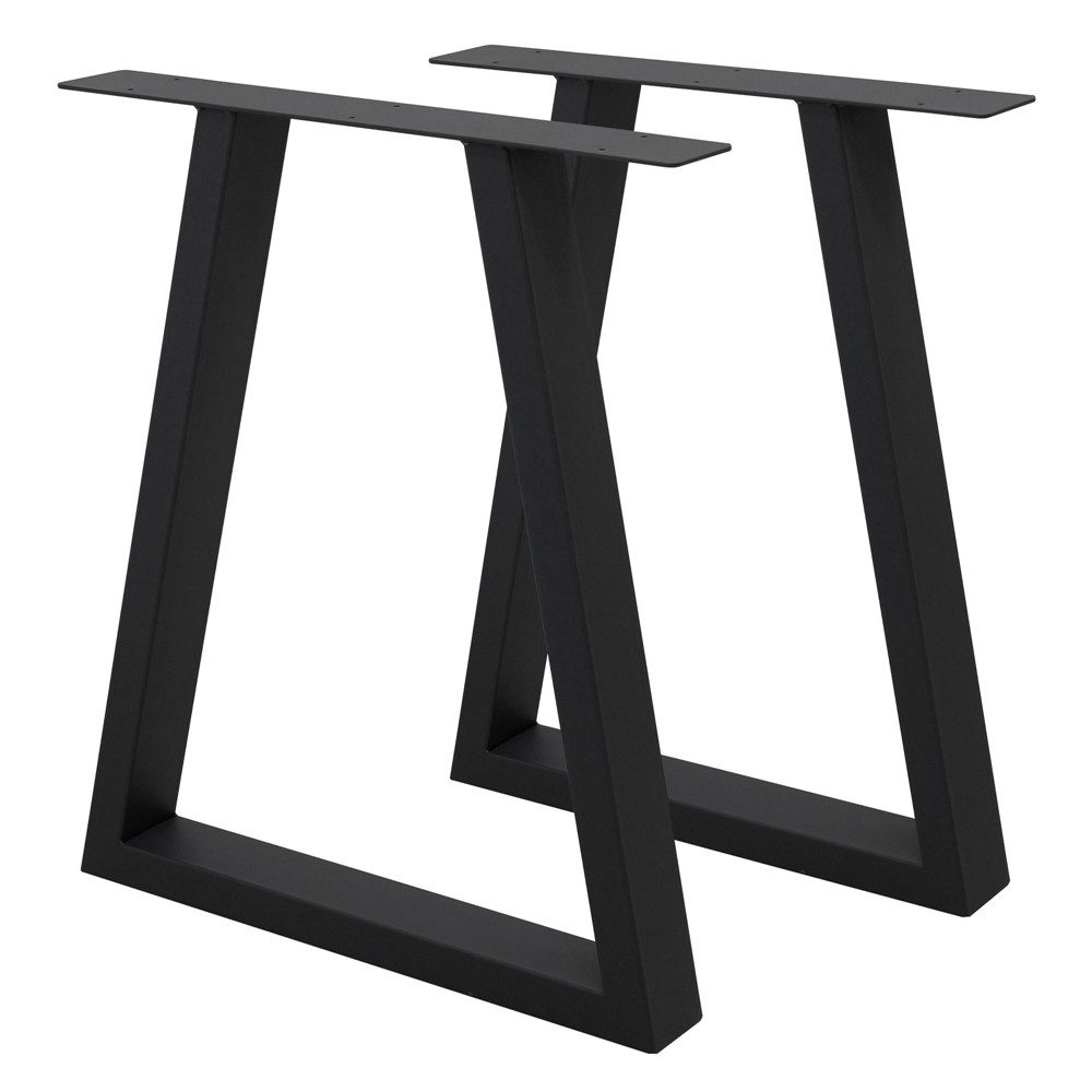 ECD Germany Tischbein 2x Tischgestell Tischkufen Trapez Design aus pulverbeschichtetem Stahl, Metall Möbelfüße 60x72 cm Tischuntergestell für Esstisch Schreibtisch
