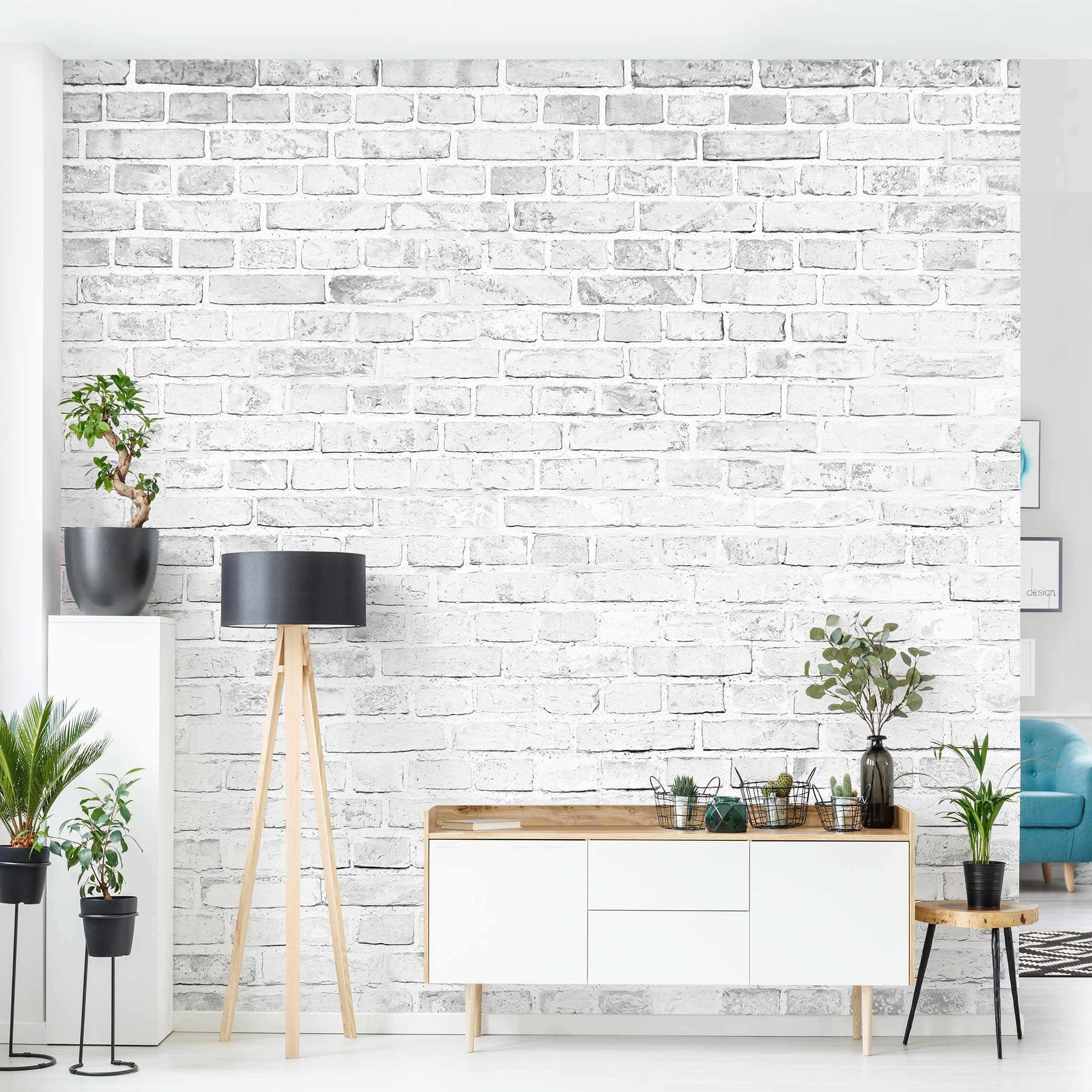 Bilderdepot24 Vliestapete Beton Weiße Backstein Mauer Betonoptik Tapete Industrial Rustikal, Glatt, Matt, (Vliestapete inkl. Kleister oder selbstklebend), Wohnzimmer Schlafzimmer Küche Flur Fototapete Motivtapete Wandtapete