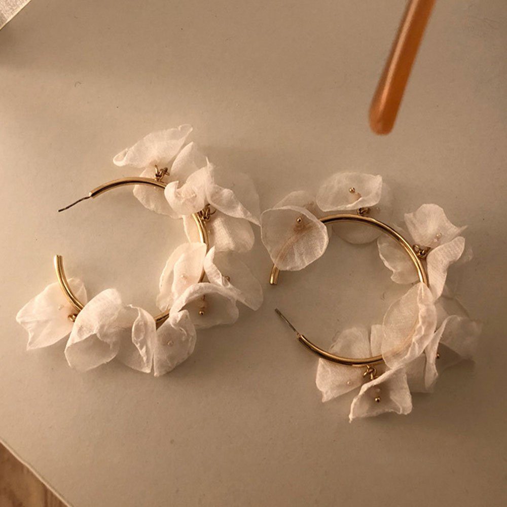(2Stück), Französische Ohrringe AUzzO~ Ohrhänger Paar Blumen-Ohrringe Damenschmuck Paar Mesh-Ohrringe Brautschmuck