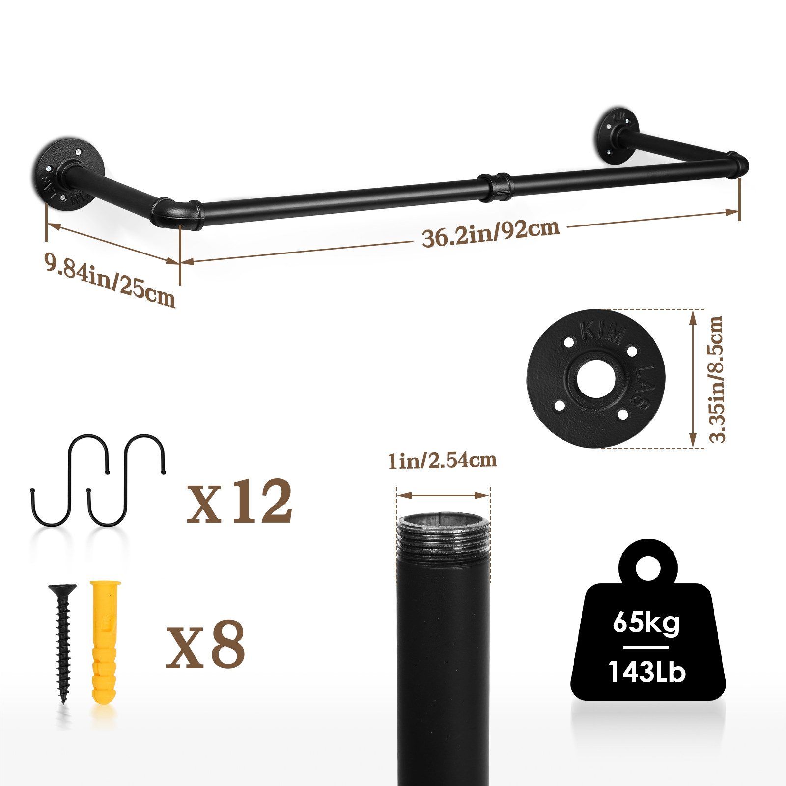 Clanmacy Kleiderstange Garderobenstange Garderobe Kleiderständer 92cm Schwe günstig online kaufen