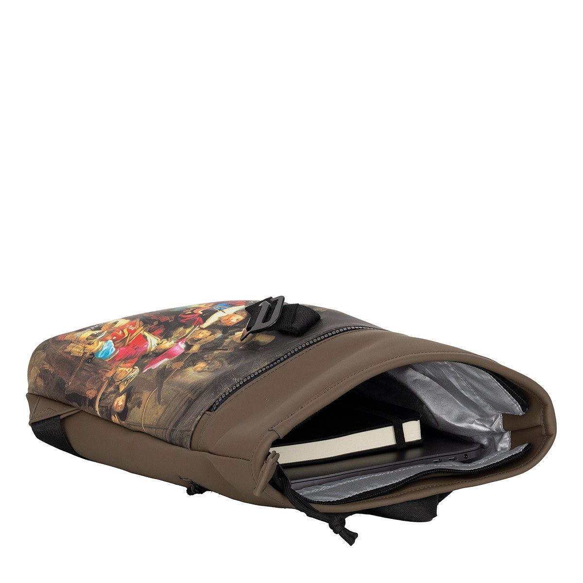 NEW REBELS Cityrucksack kleiner Roll Up RollTop Kurier Rucksack Mart Los Angeles, wasserabweisendes Planenmaterial, Nachtwache