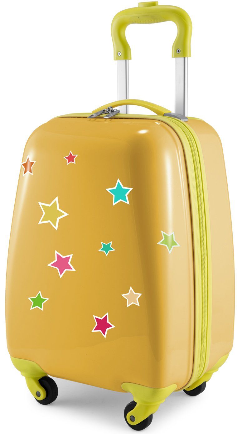 Hauptstadtkoffer Kinderkoffer For Kids, Sterne, 4 Rollen, mit wasserbeständigen, reflektierenden Sterne-Stickern Gelb/Sterne