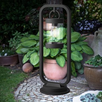 etc-shop LED Außen-Stehlampe, Leuchtmittel inklusive, Warmweiß, Farbwechsel, Außen Steh Leuchte FERNBEDIENUNG ALU Garten Hof Lampe DIMMBAR im Set