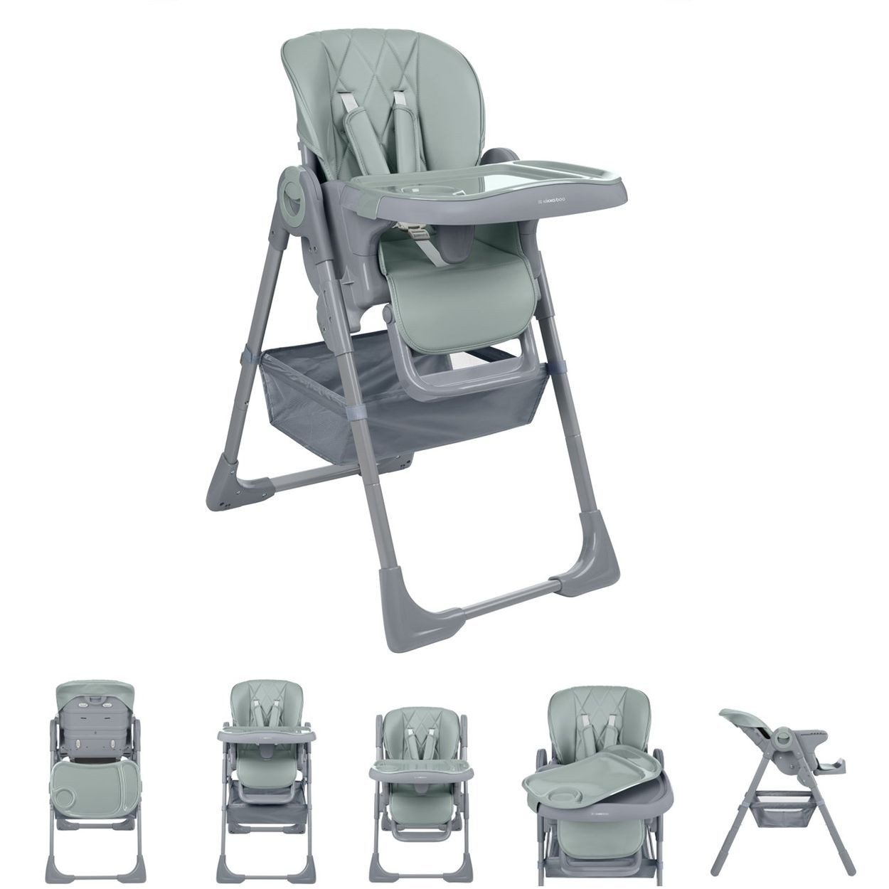 Kikkaboo Kombihochstuhl Kinderhochstuhl Comfy klappbar, höhenverstellbar, Gurt, Doppeltablett