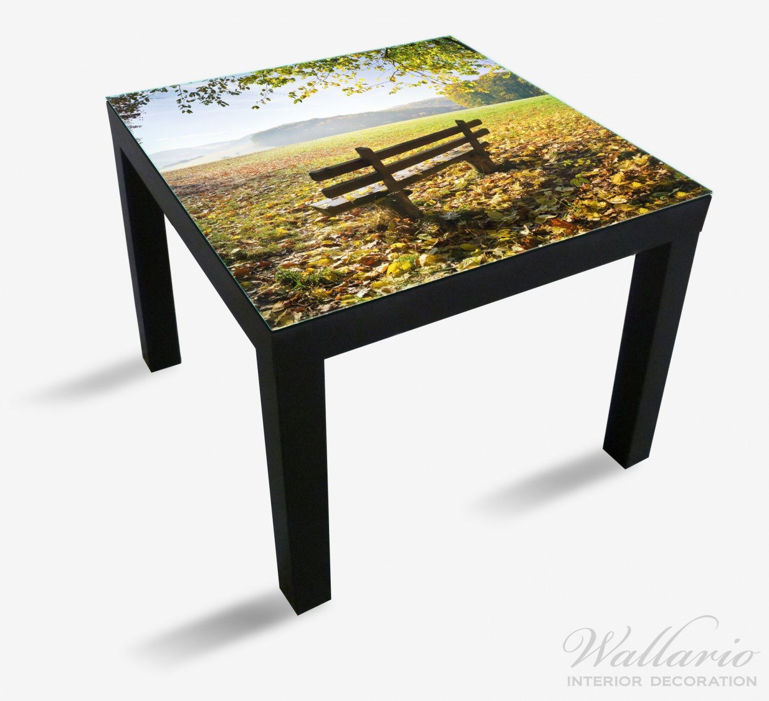 Tischplatte Ikea St), den Holzbank geeignet Wallario Idyllische für in (1 Tisch Bergen Lack