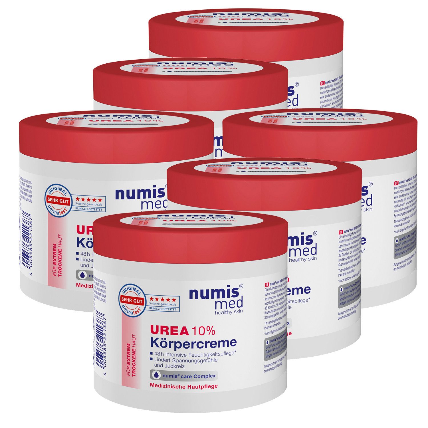 numis med Körperbutter Urea Creme 10% 2400 ml - Körpercreme trockene Haut, mikroplastikfrei, 6-tlg.