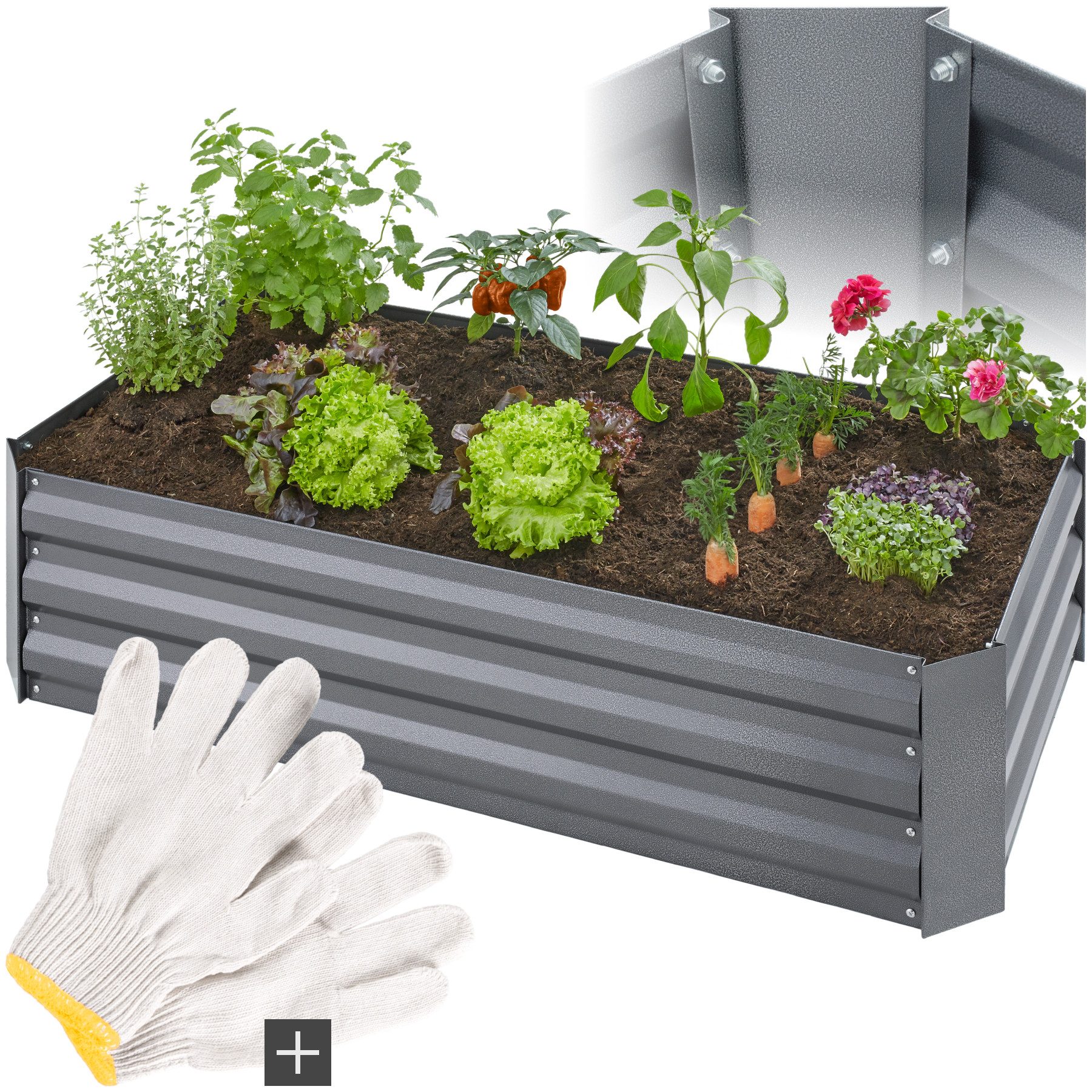 tectake Hochbeet Pflanzenkasten Pimpinella 200l verzinkt günstig online kaufen