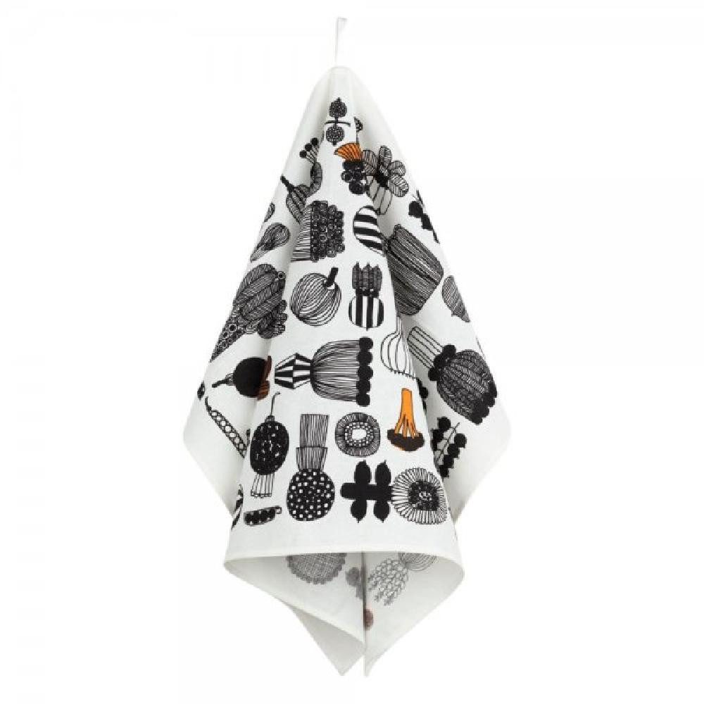 Marimekko Geschirrtuch Geschirrtuch Puutarhurin Parhaat White Black Orange