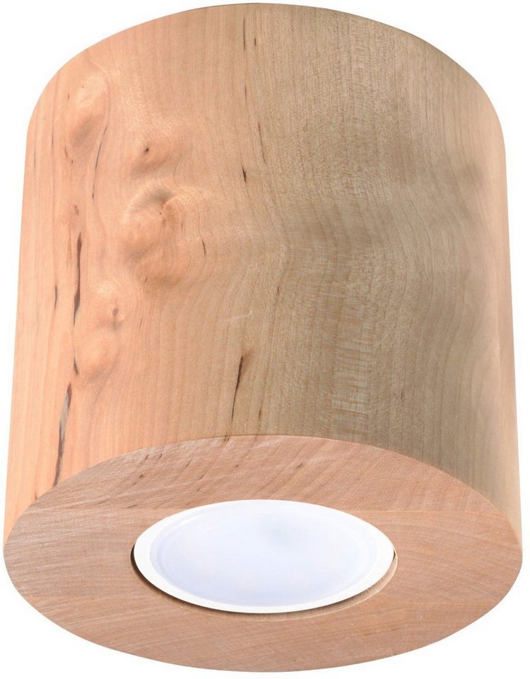 SOLLUX lighting Deckenleuchte Deckenlampe Deckenleuchte ORBIS Natural Holz,  1x GU10, ca. 10x10x10 cm, geeignet für Leuchtmittel GU10 max. 40 Watt