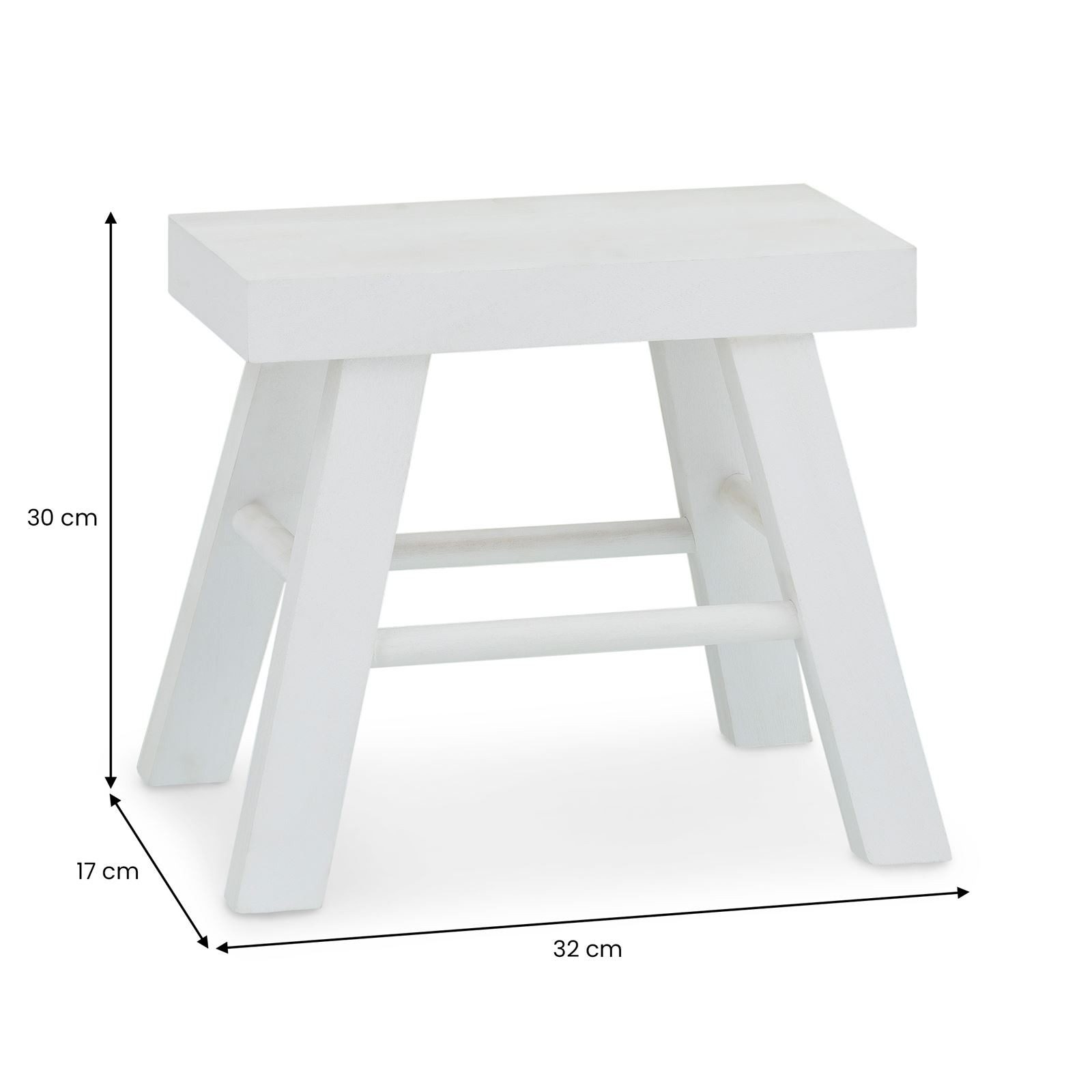 CARO-Möbel Sitzhocker ROSAL, Holzhocker aus Paulownia Holz, Tritthocker Pflanzenhocker weiß. € 28,95