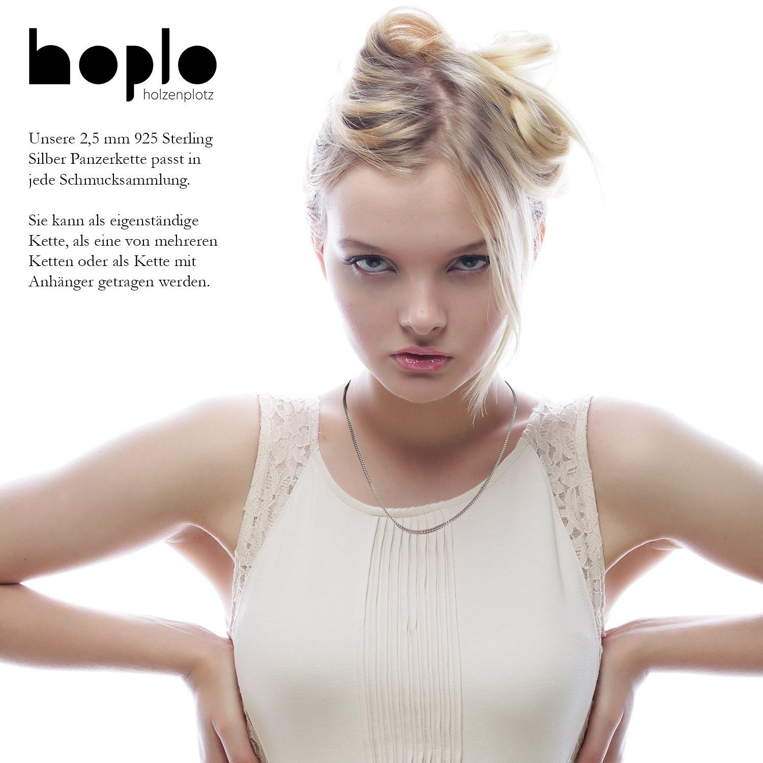 HOPLO Panzerkette Silberkette Panzerkette Länge 45cm - Breite 2,5mm - 925 S günstig online kaufen