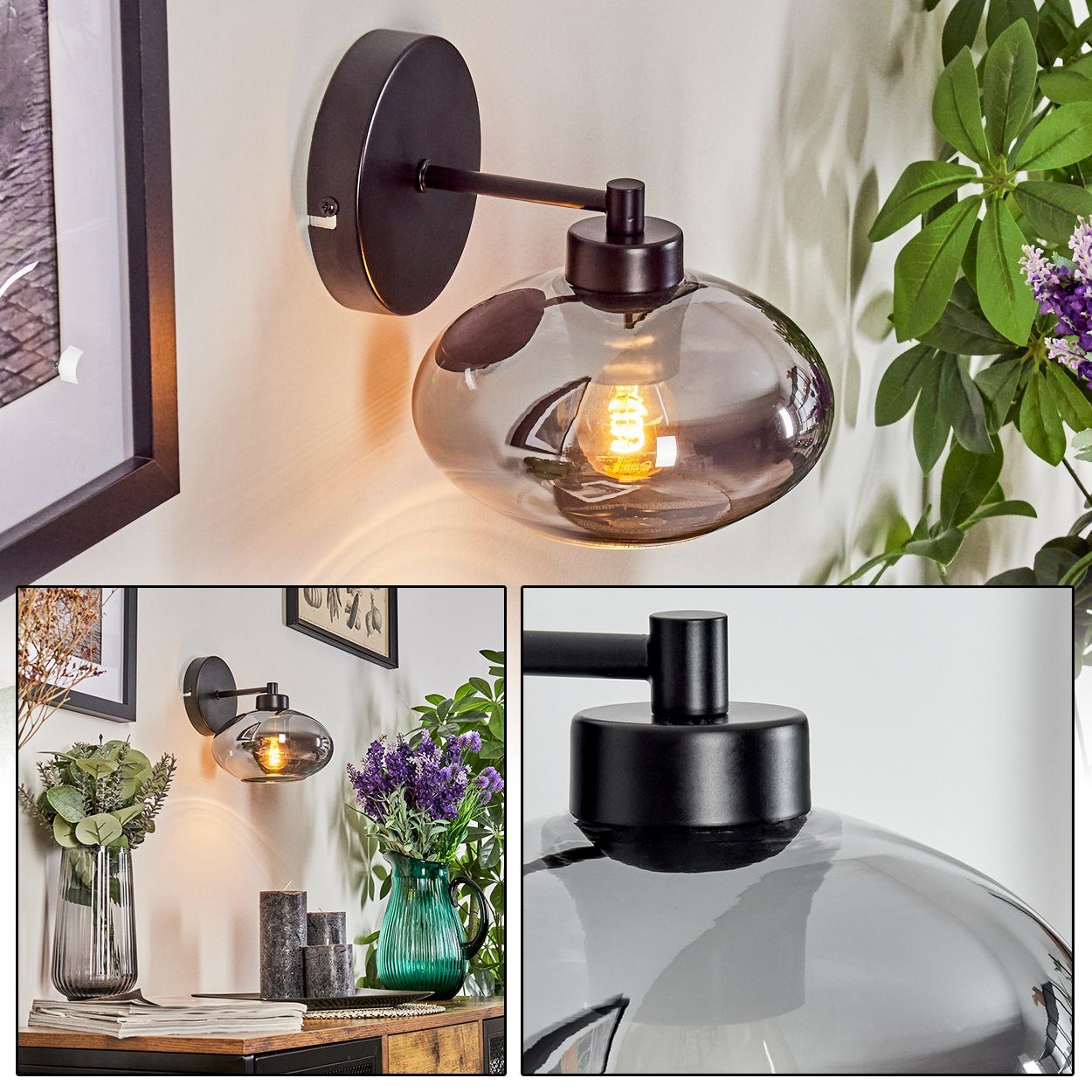 hofstein Wandleuchte moderne Wandlampe aus Metall/Glas günstig online kaufen