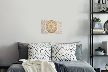 MuchoWow Wandsticker Mandala - Blumen - Gold - Weiß - Design (1 St), Wandaufkleber, Wandtattoo, Selbstklebend, Wohnzimmer, Schlafzimmer