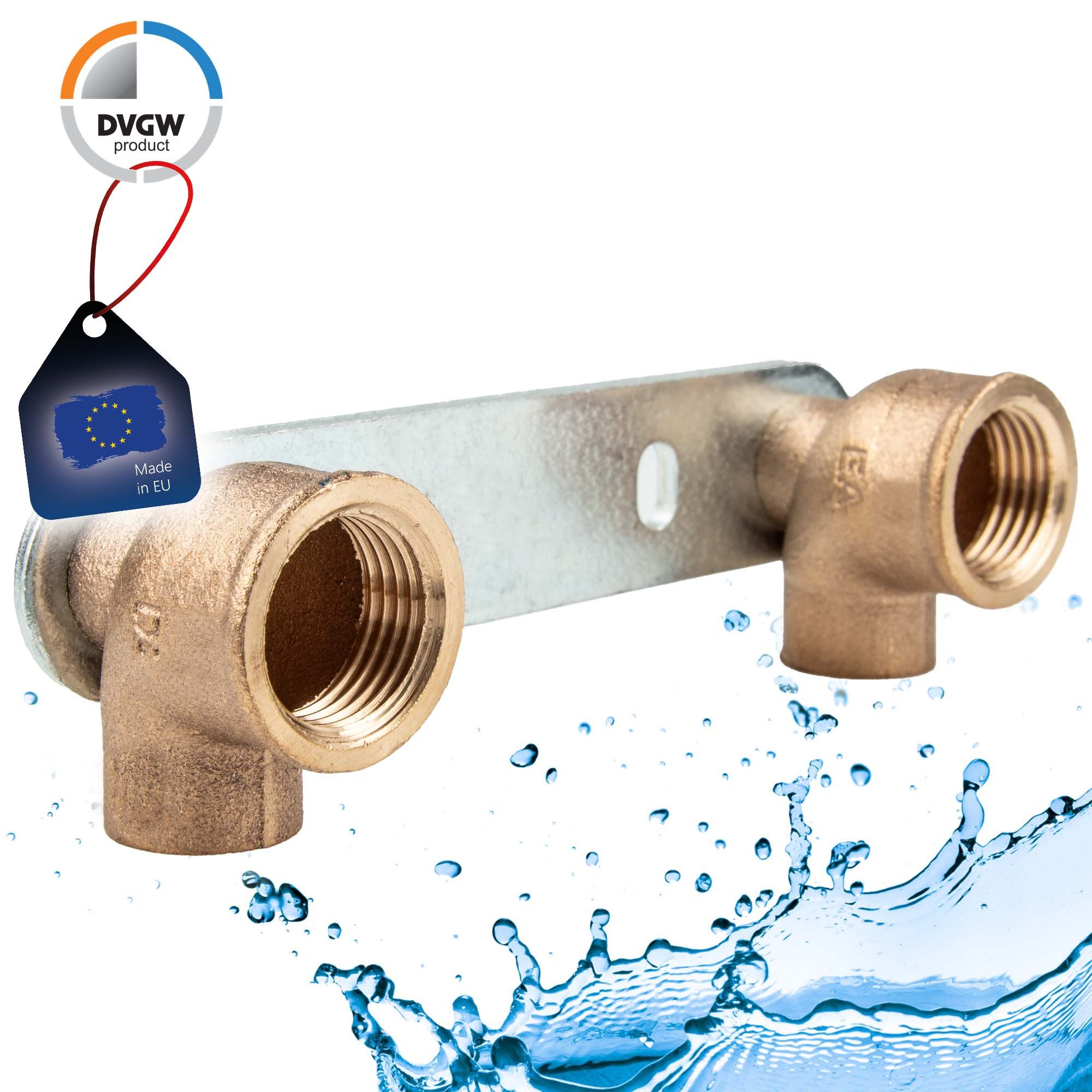Thumbnail - Conex Bänninger Lötfitting Montageeinheit flach mit Winkel 90° für Lötanschluss - Typ 4977G, 15 mm x 1/2 Zoll IG Stichma...