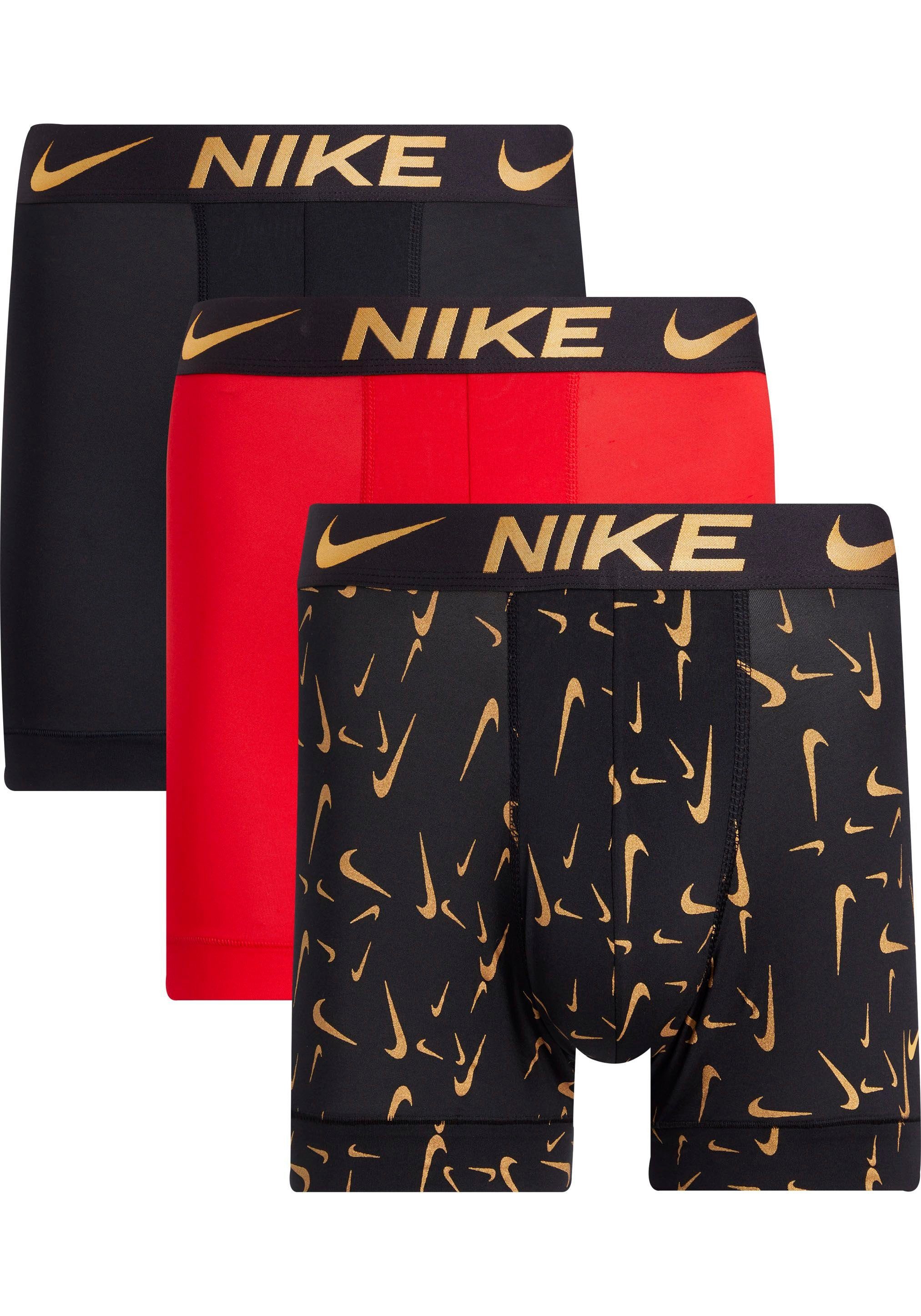 GOLD 3PK BLACK NIKE mit BOXER Logo-Elastikbund NIKE Boxer UNI RED/ SWOOSH/ Underwear (3-St) BRIEF