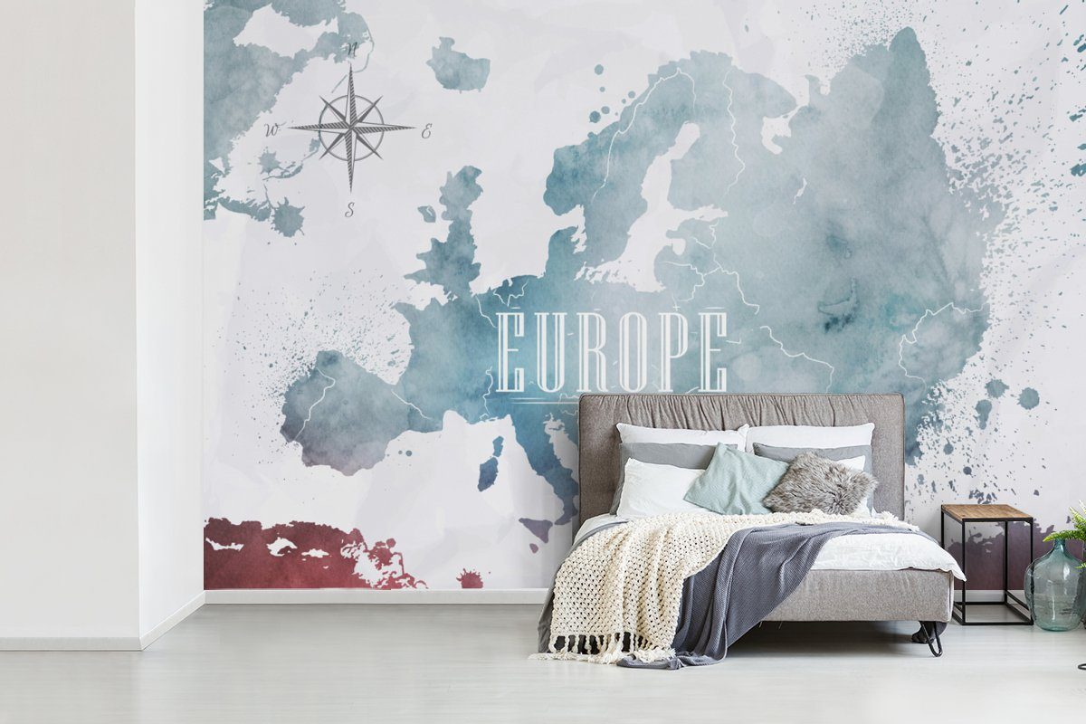 Vinyl Wallpaper St), Ölfarbe, Tapete - (6 Matt, - Fototapete Europa Kinderzimmer, Schlafzimmer, Karte Wohnzimmer, für bedruckt, MuchoWow