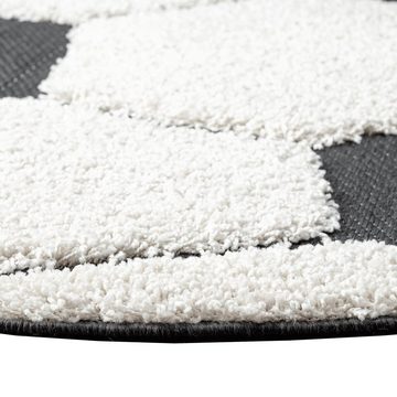 Teppich Kinderteppich rund Fußball 3D-Effekt schwarz weiß weich kurzflor, Teppich-Traum, rund, Höhe: 20 mm