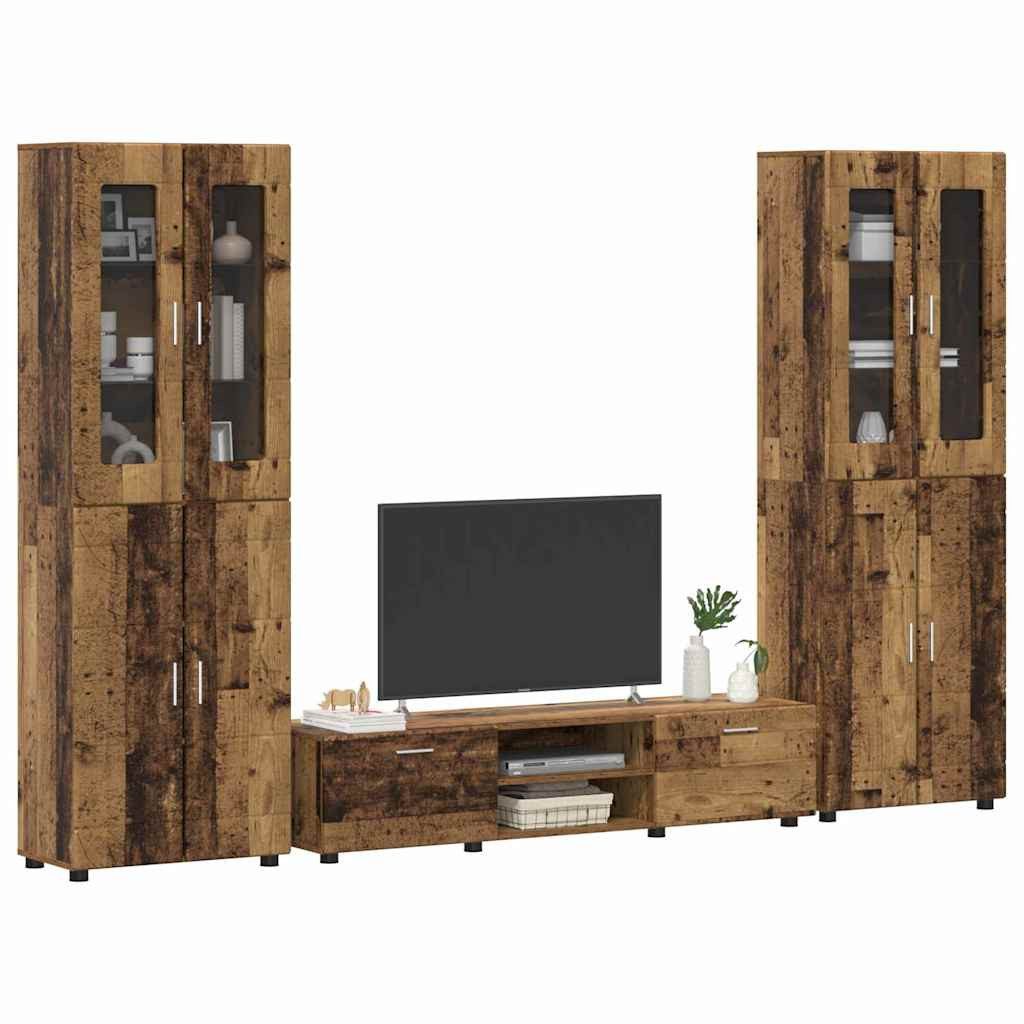 vidaXL Wohnzimmer-Set TV-Schrankset mit Schubladen FLORIN 3 pcs Altholz Holzwerkstoff, (3-St)