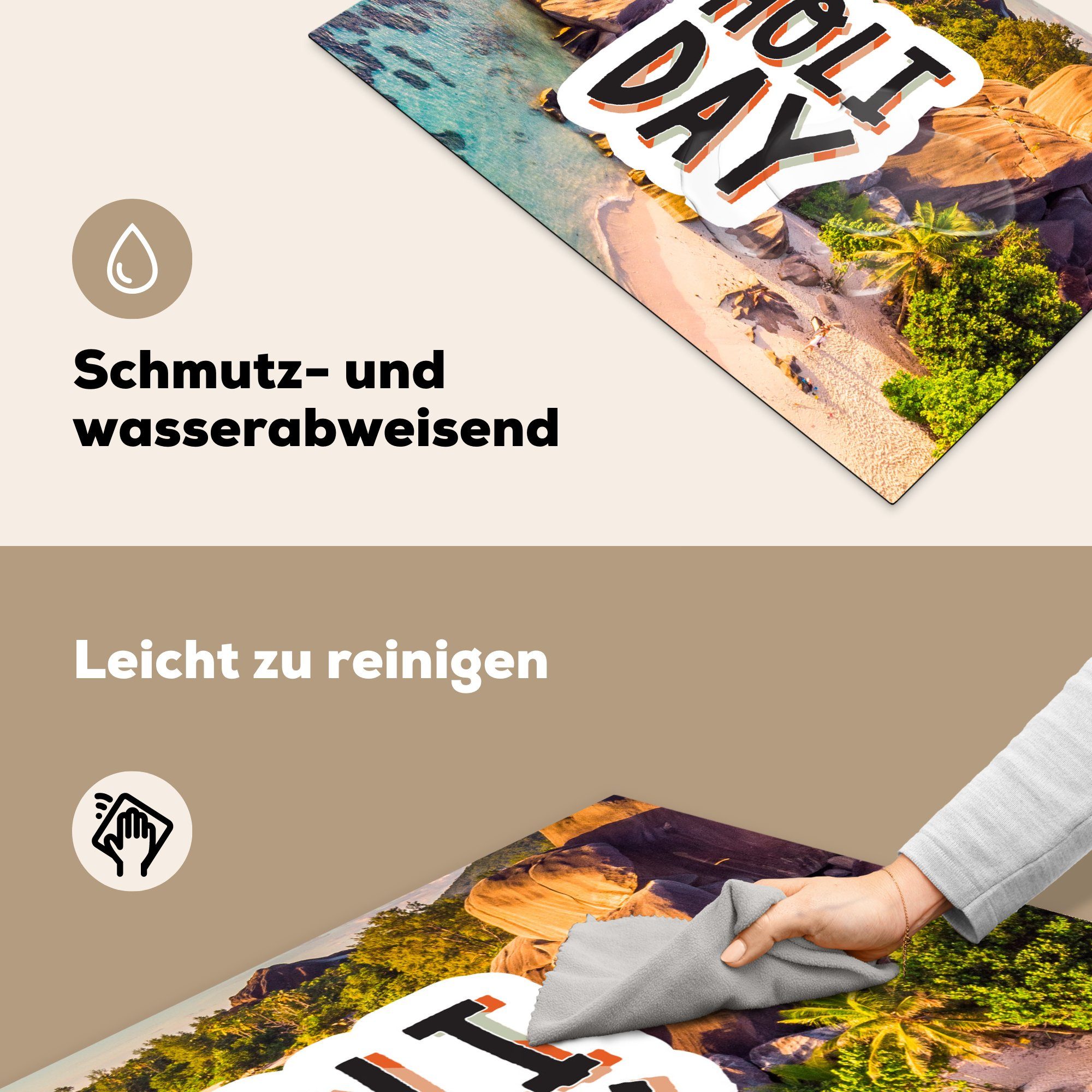 - Urlaub Herdblende-/Abdeckplatte - Insel MuchoWow für Vinyl, cm, (1 die Ceranfeldabdeckung Induktionskochfeld Sommer, Schutz küche, 81x52 tlg),