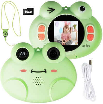 COSTWAY »Kinder Digitalkamera, Videokamera« Kinderkamera (8MP/1080P HD, mit Cartoon-Schutzhülle, inkl. Trageband, 16GB-Speicherkarte)