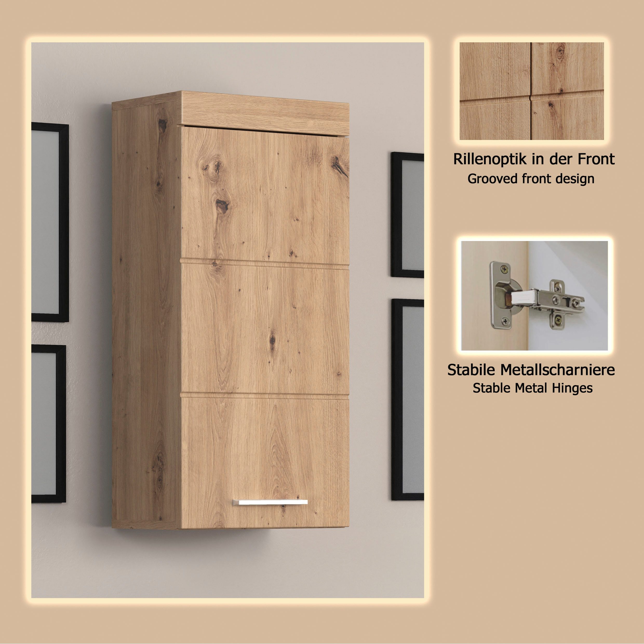 welltime Hängeschrank Avena Badschrank mit 1 Tür & 1 Boden - (B/T/H) 37/23/77 cm