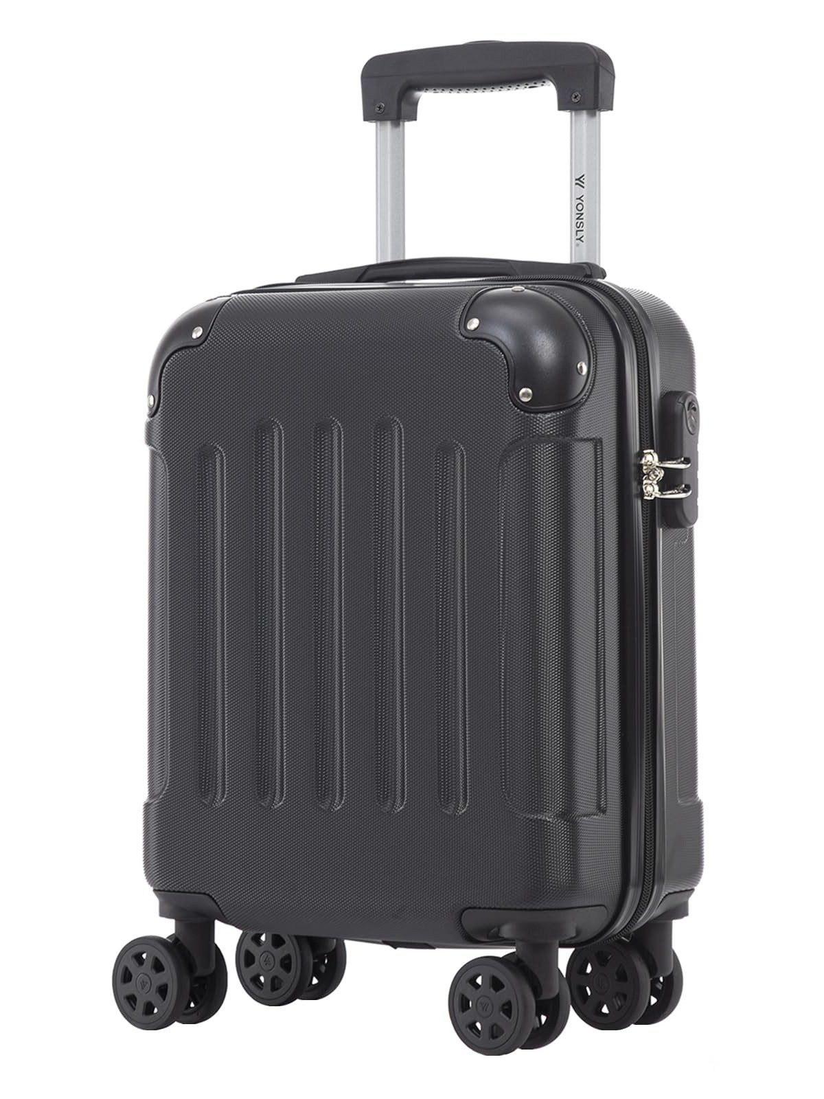 YONSLY Hartschalen-Trolley Hartschalen-Reisekoffer Trolley für Kurztrip und Urlaubsreisen, 4 Rollen, mit Zahlenschloss, ABS-Schale und weichem Gummigriff für Tragekomfort
