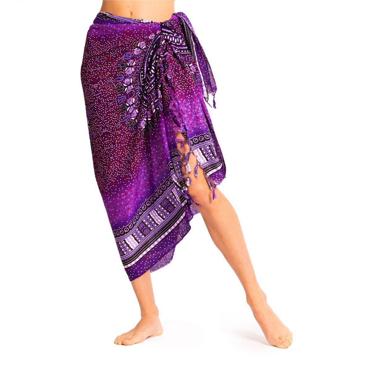 PANASIAM Pareo Sarong Maoi auch in großen Größen als Strandtuch oder, Strandkleid tragbar Bikini Cover-up Tuch für den Strand Wrap Überwurf violette